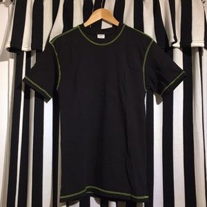 Urban Outfitters Black and Green Seamed T-Shirt